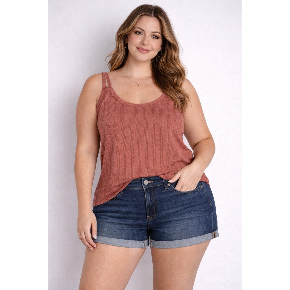 Universal Thread‎ Ribbed Top XXL Terracotta Pink Scoop Neck Sleeveless Cotton